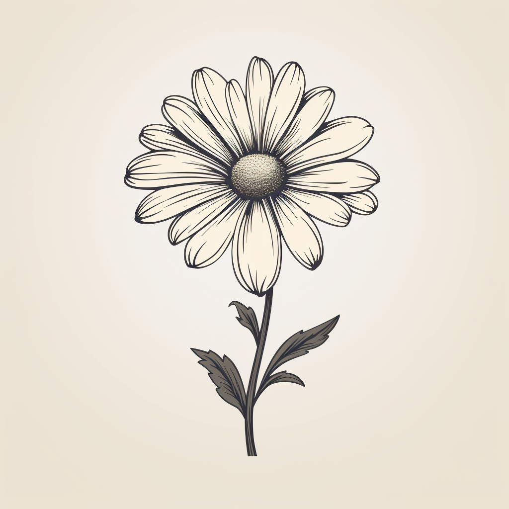 Minimalist black and white daisy flower landscape