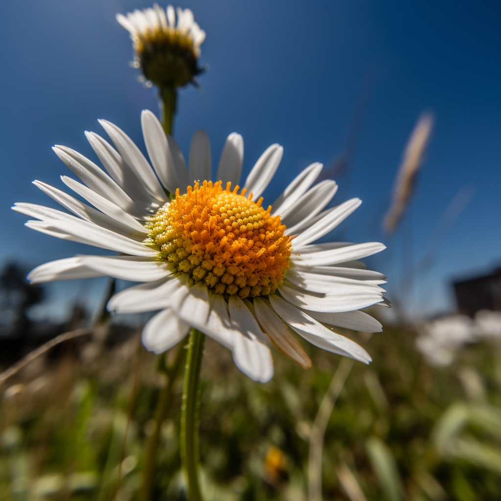 Daisy with blue sky backdrop