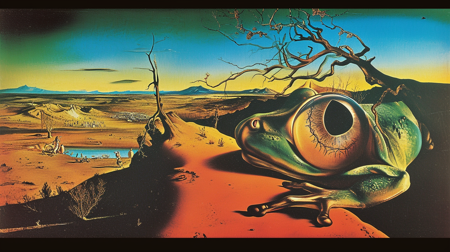 Dali anamorphic frog in Persistence of Memory