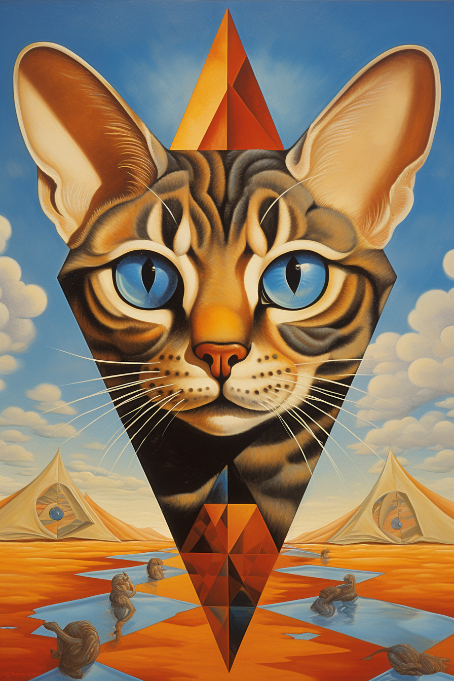 Vivid Salvador Dali surreal cat portrait