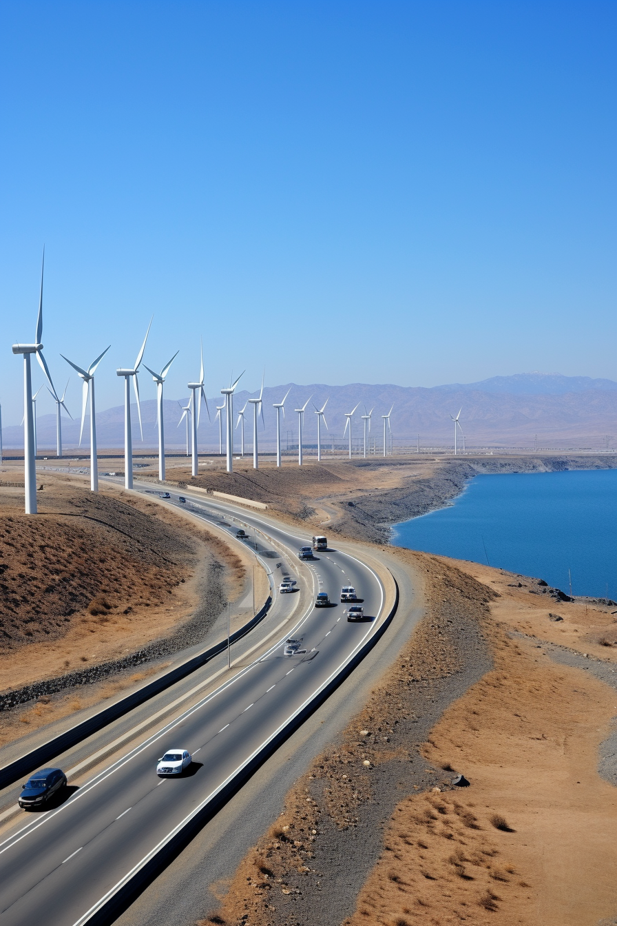 Spectacular Dam and Wind Turbines