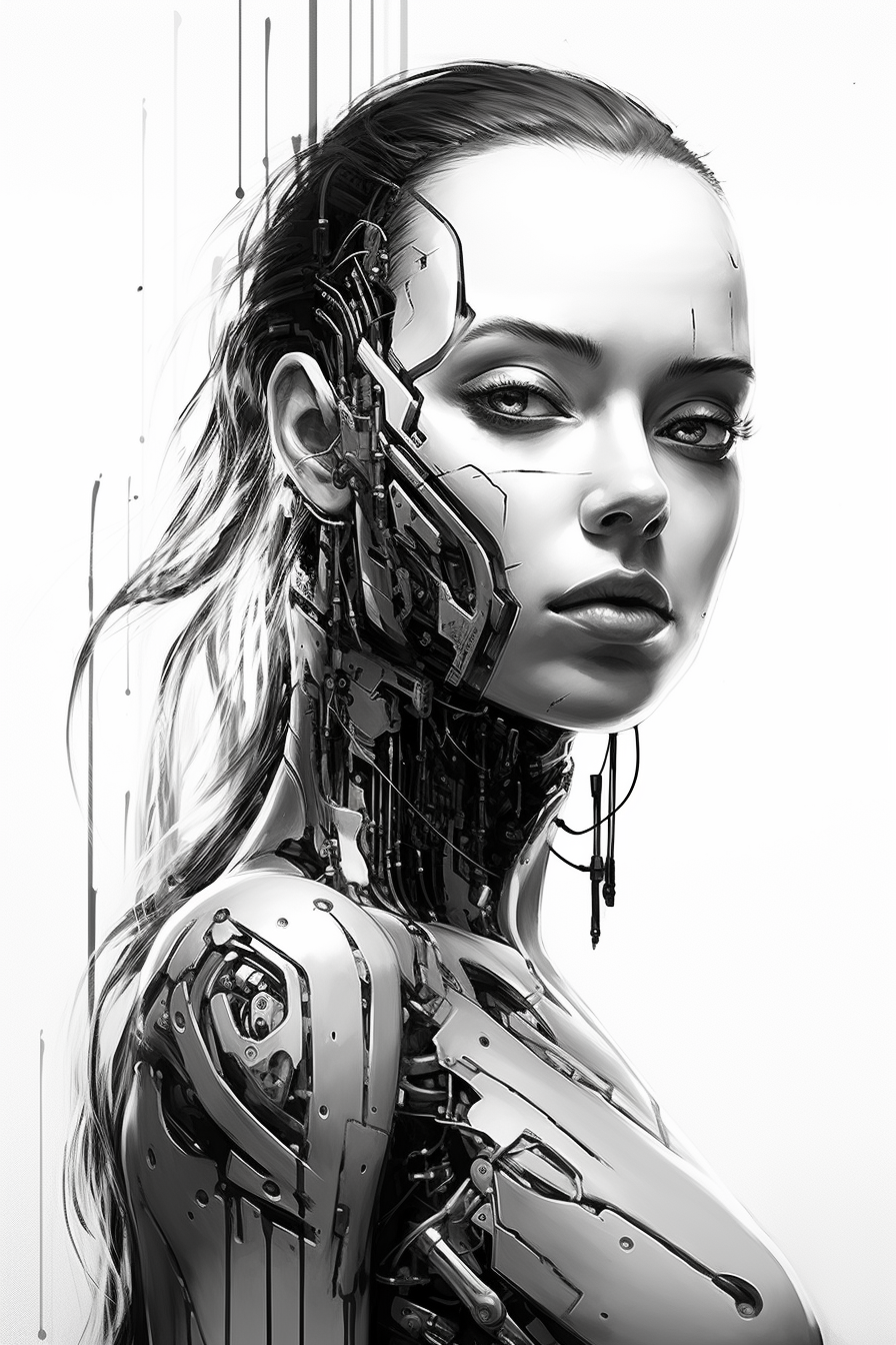 Portrait of a Damaged Cyborg with a Pretty Face