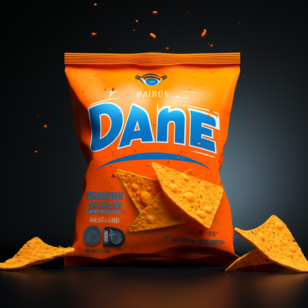 DAMIEN lettering on Doritos bag