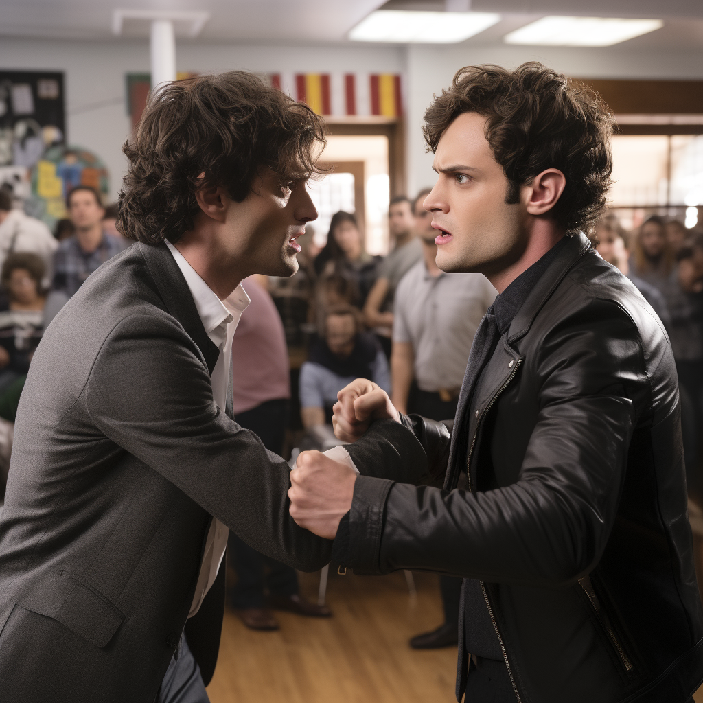 Dan Humphrey fighting Joe Goldberg fiercely