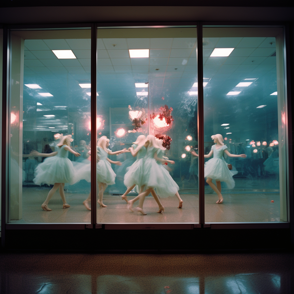 Dance school window in mall