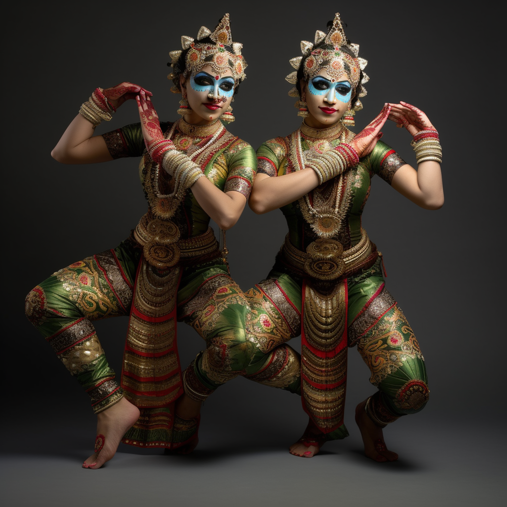 Dancers in Motion Capture Suits performing Bharatanatyam