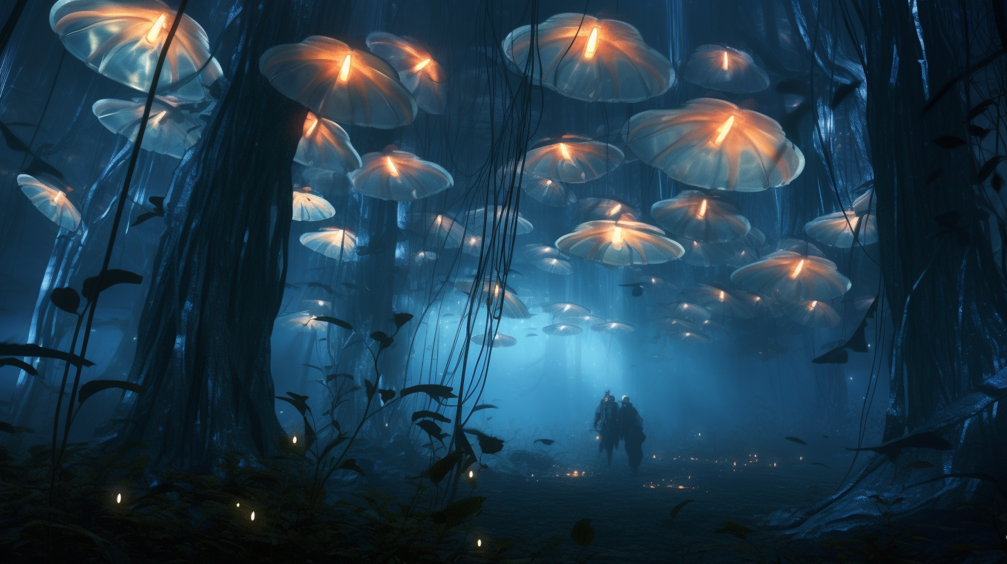 Dancing Jellyfish and Butterflies in Sky