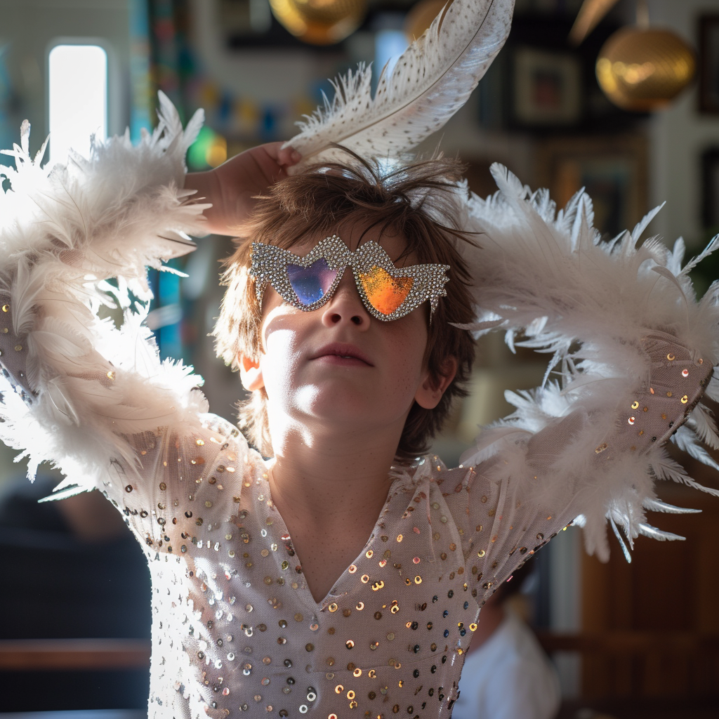 Kid Dancing with Feathers