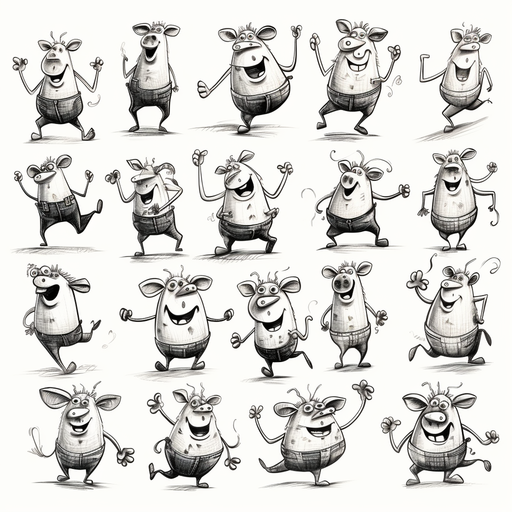 Cartoon farm animals having fun