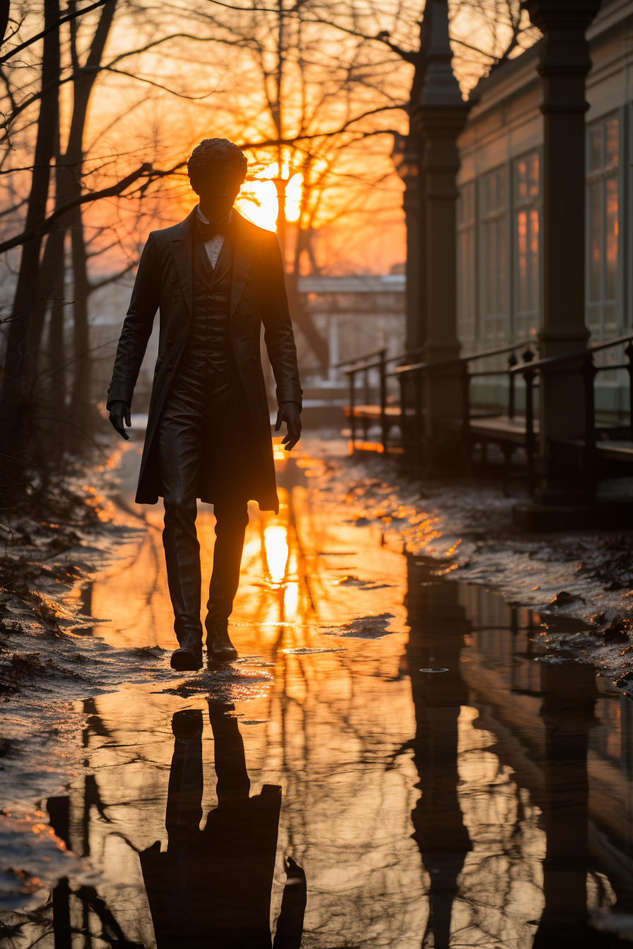 Shadow of Dancing Poet in Tsarskoe Selo