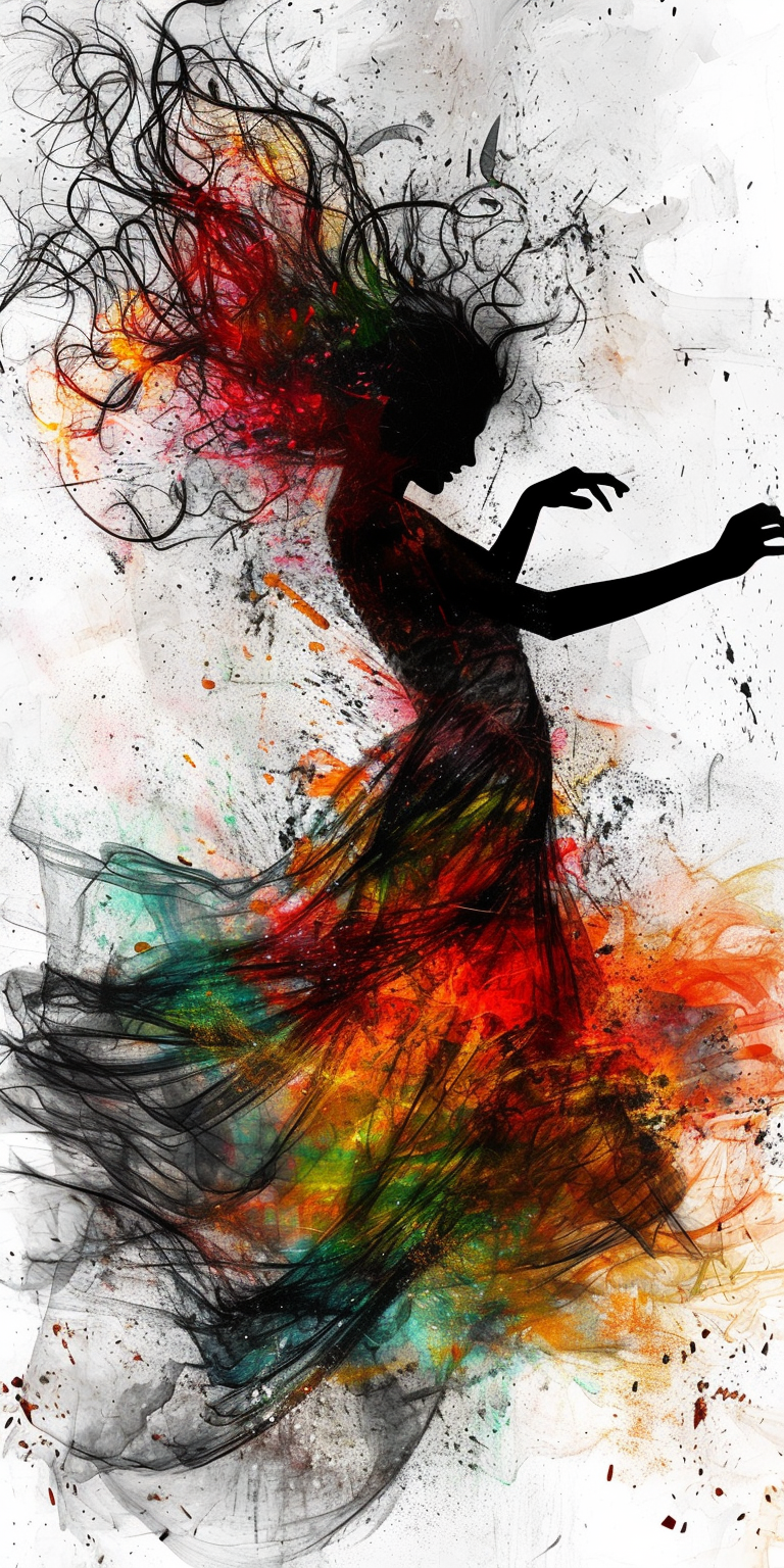 Woman Dancing Flowing Dress Clipart