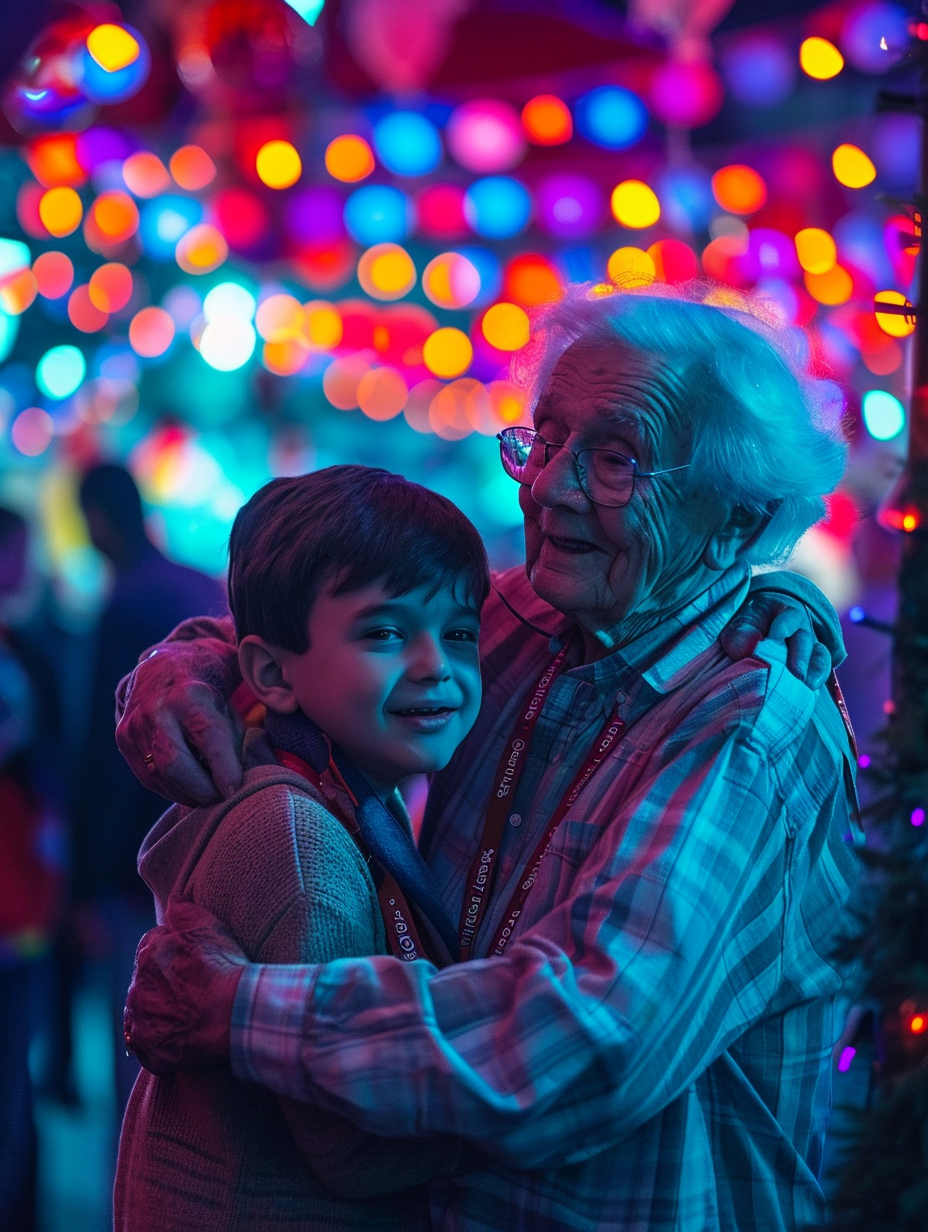 Young Boy and Grandpa Dancing