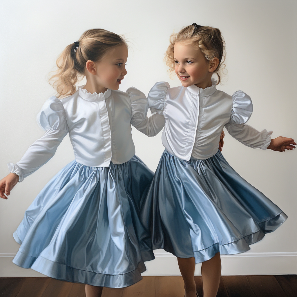 Two Cute Girls Dancing on White Background