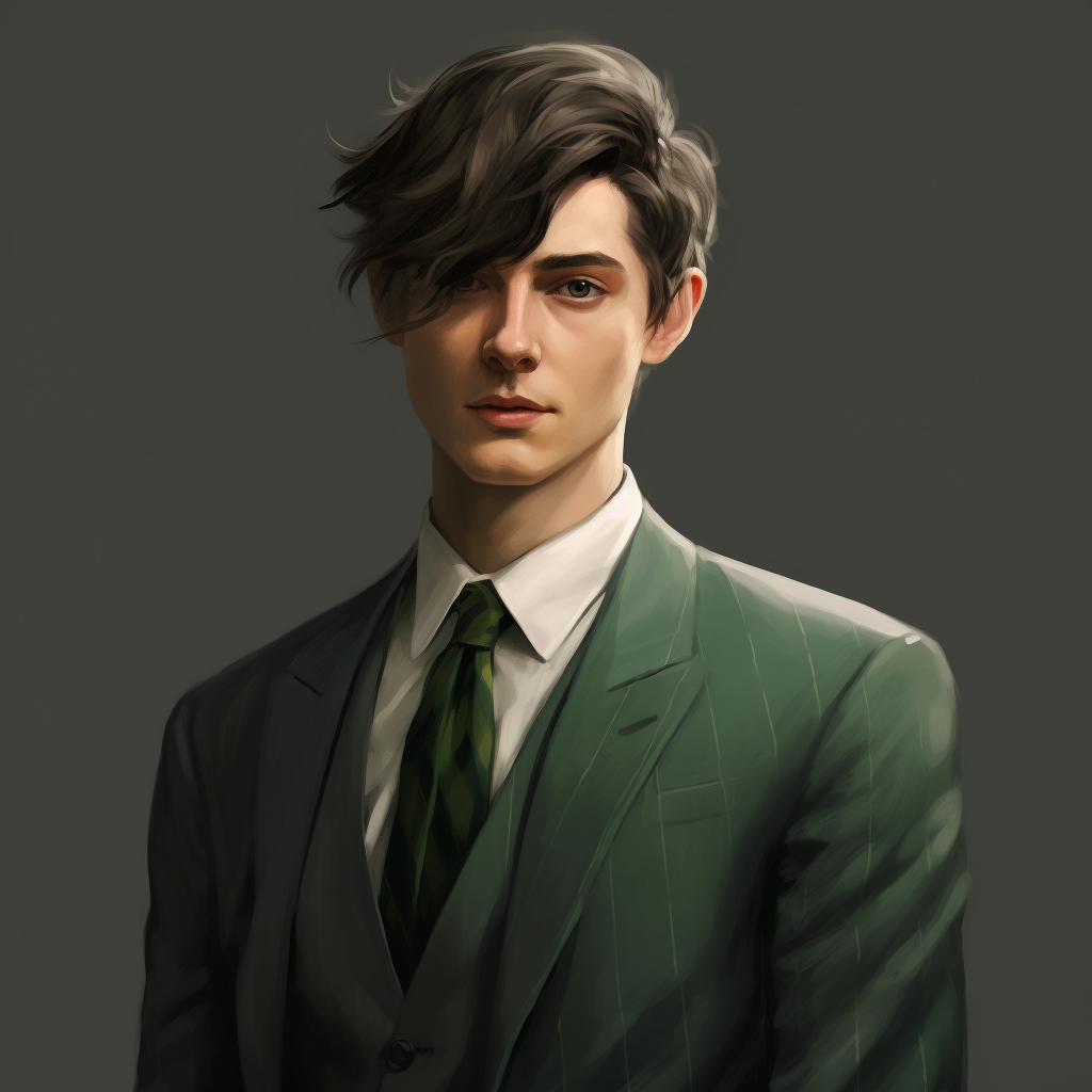 Stylish dandy in green suit