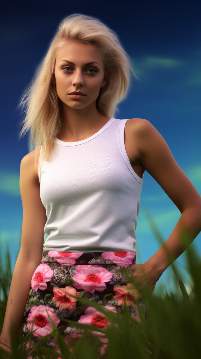 Young Danish woman in tank top and pink shorts