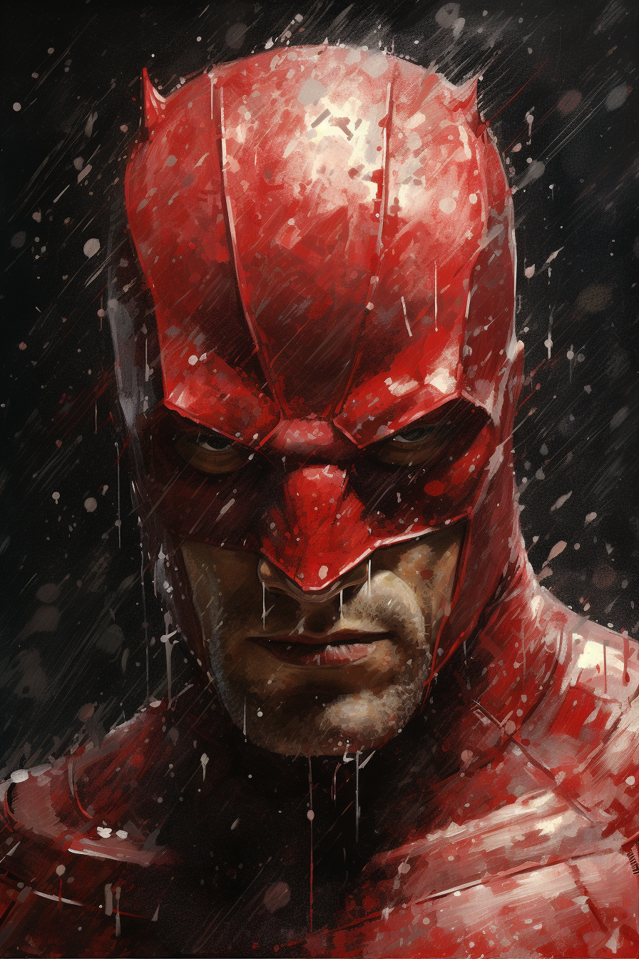 Daredevil with white brow line painting