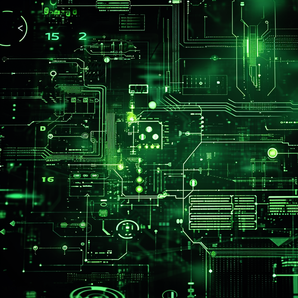 Dark abstract tech schematic green