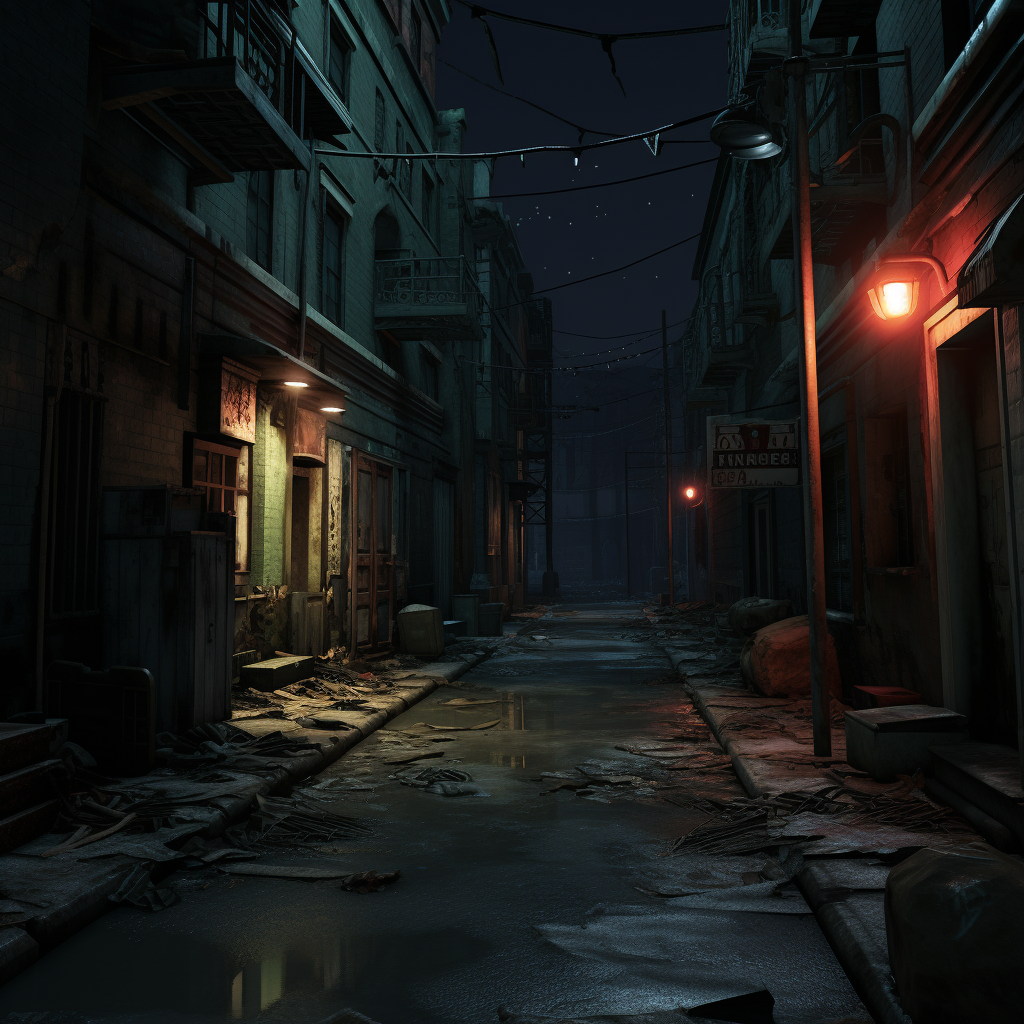 Dark alley scene with cinematic vibes