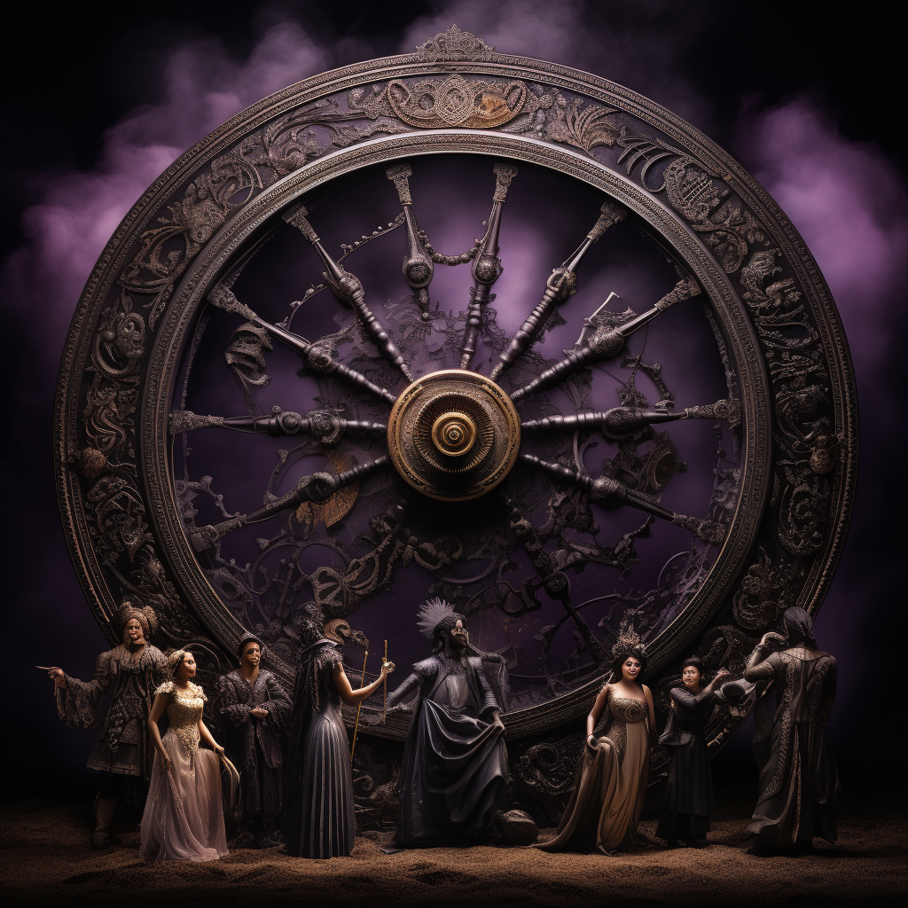 Dark archetype wheel with mystical background