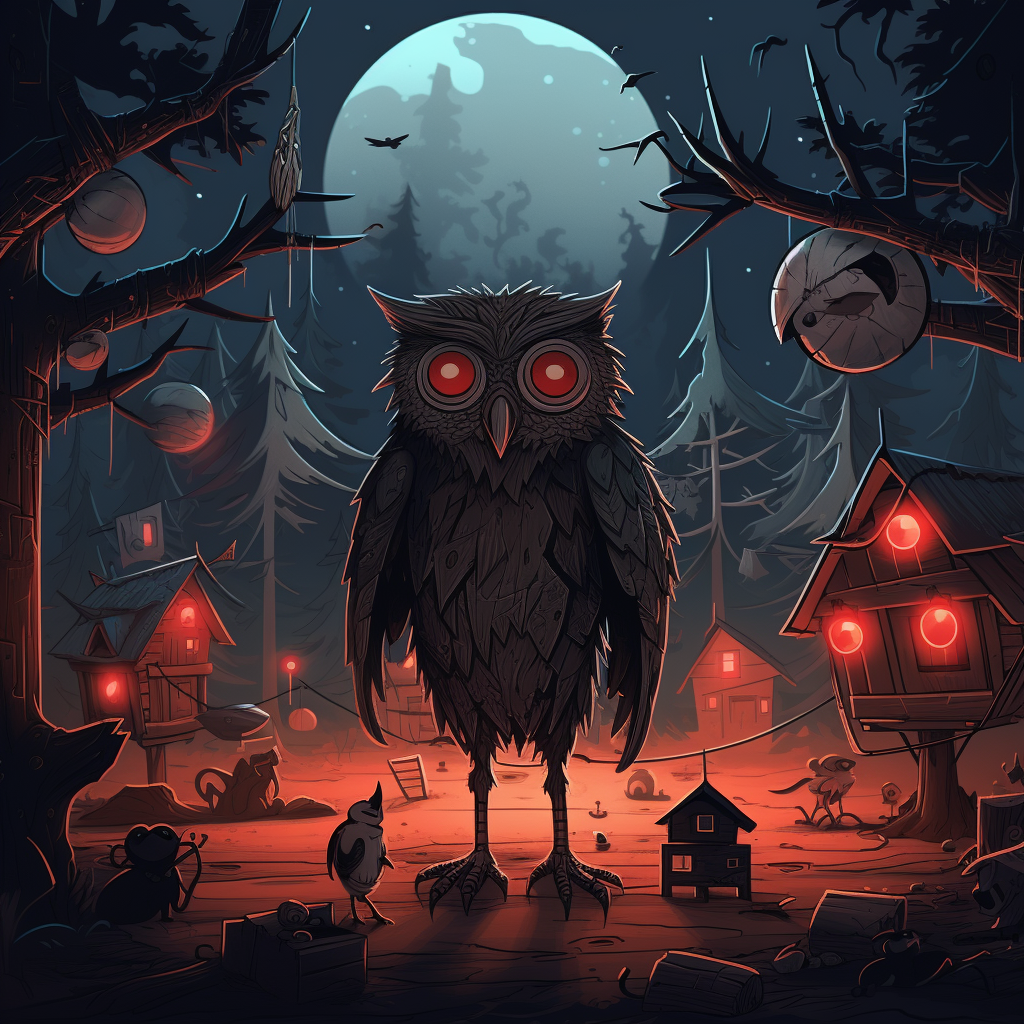 Dark Forest Owl Creature Illustration