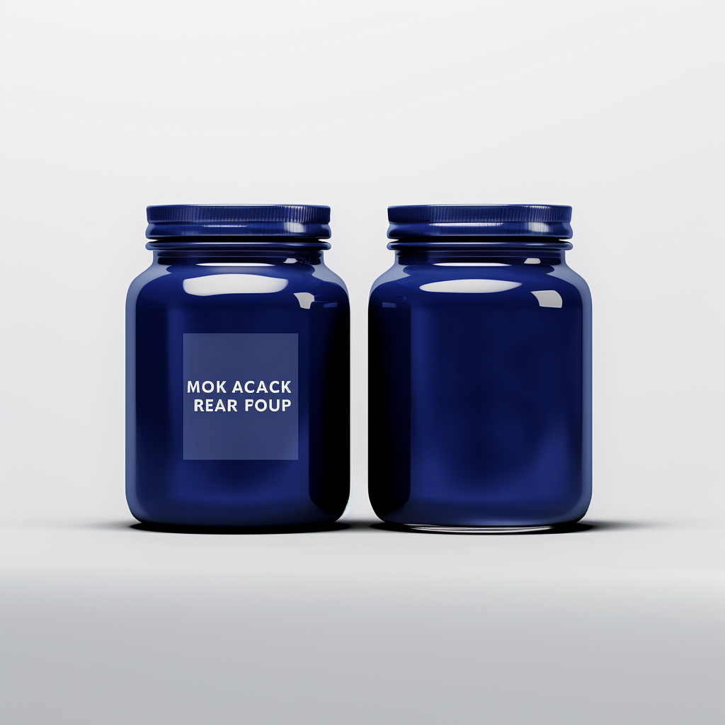 Dark blue jar mockups on white background