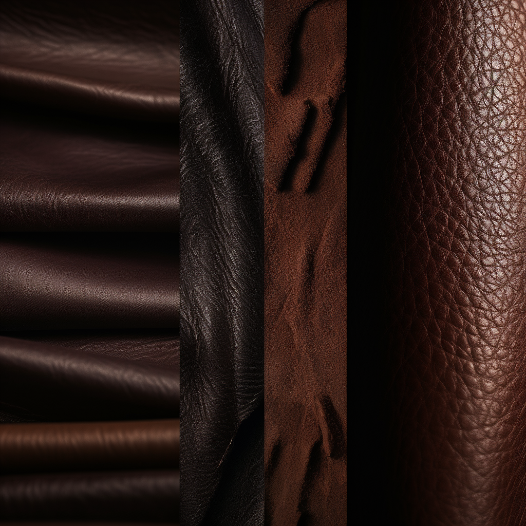 Dark brown and bronze leather pieces