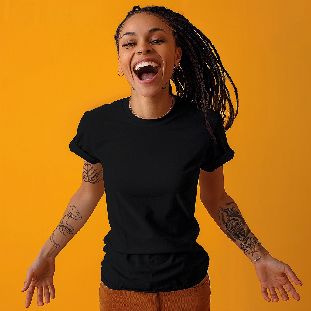 Dark Brown Woman Tshirt Mockup