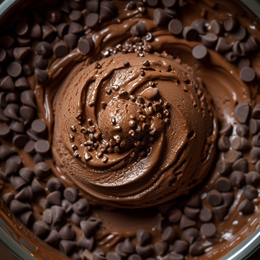 Dark chocolate ice cream in studio lighting