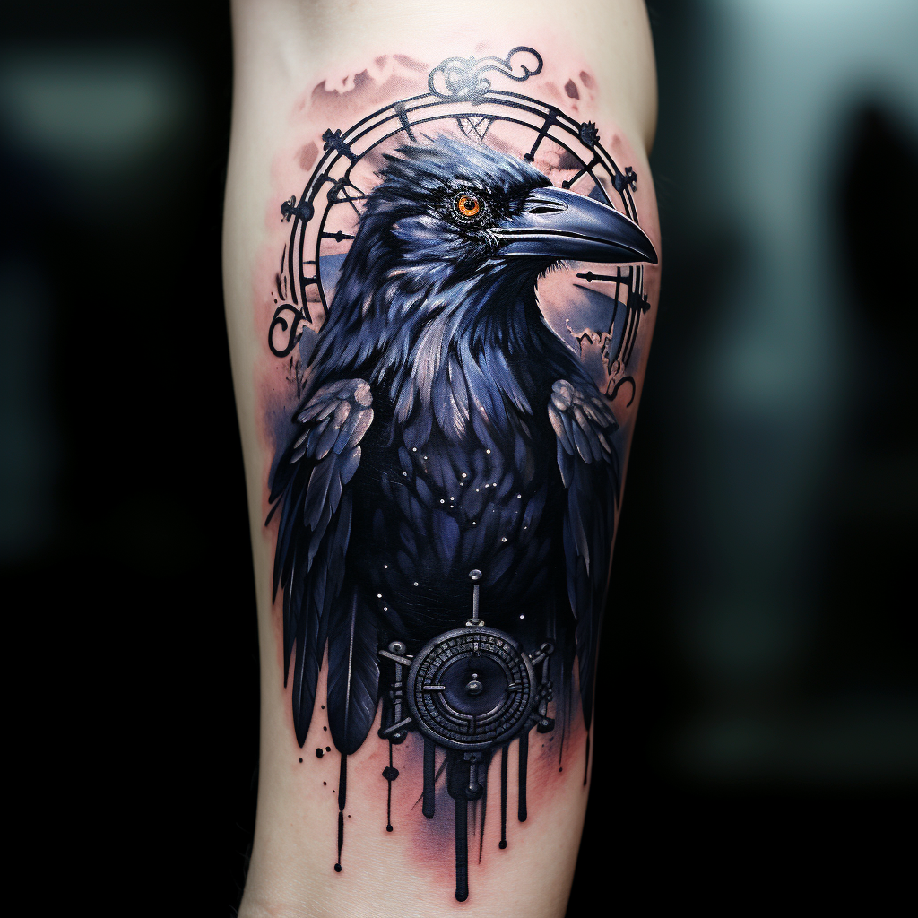 Dark Crow Tattoo on Forearm