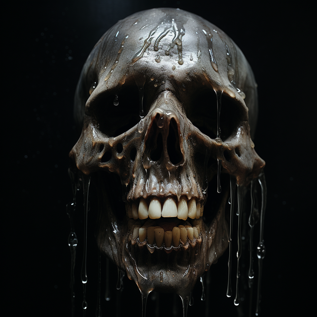 Dark dramatic skull tearing material image