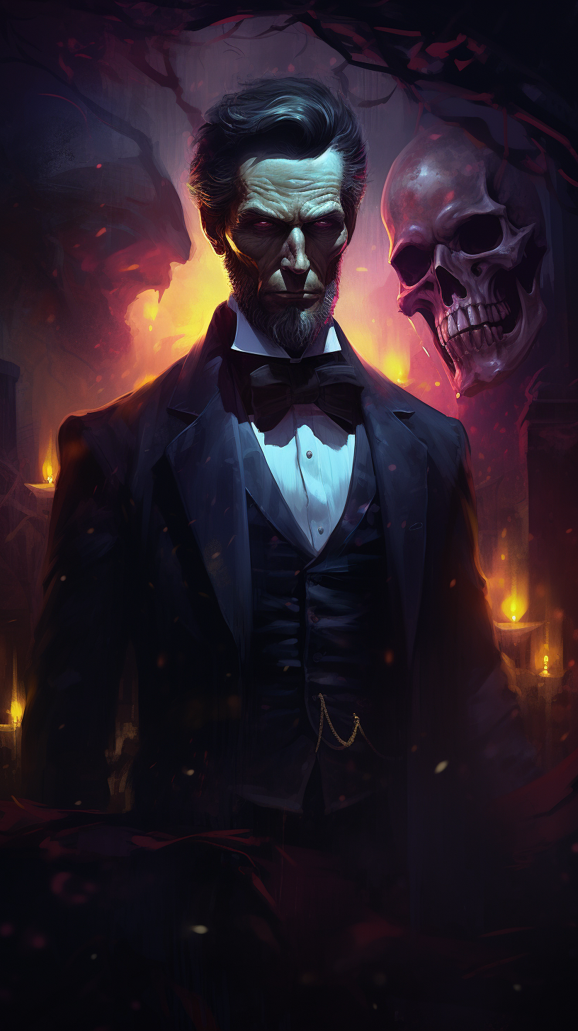 Abraham Lincoln in Dark Fantasy 80s Aesthetic