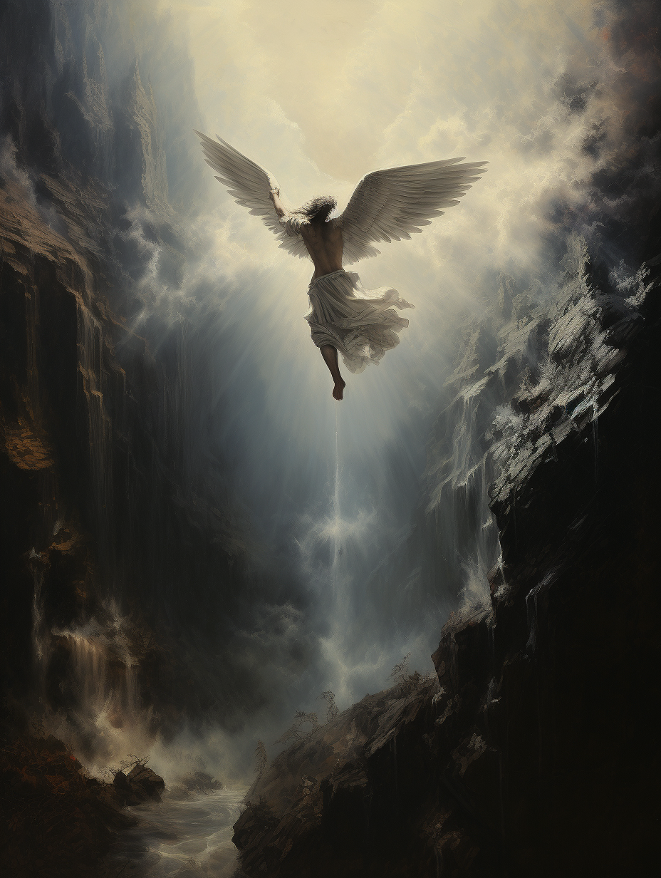 Dark Fantasy Angel Cliff Jump