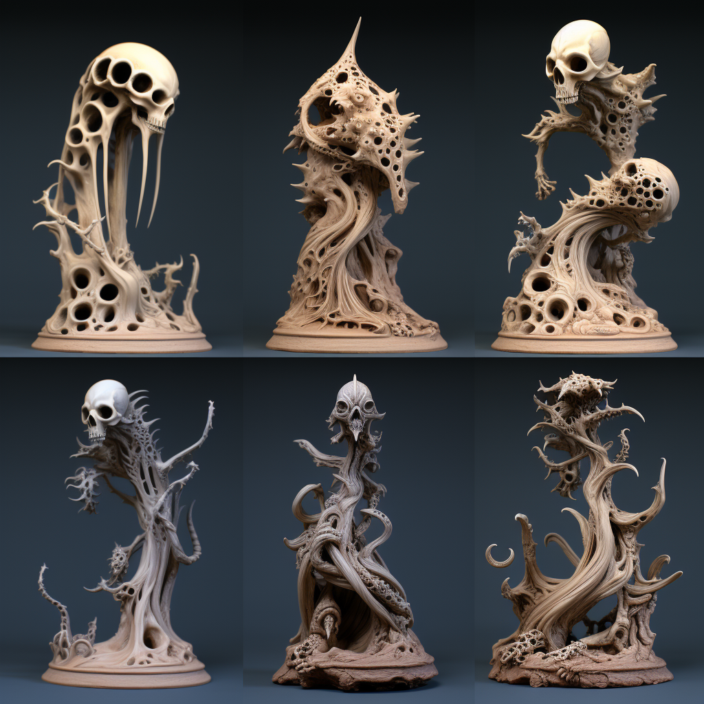 Dark fantasy bone sculpture art