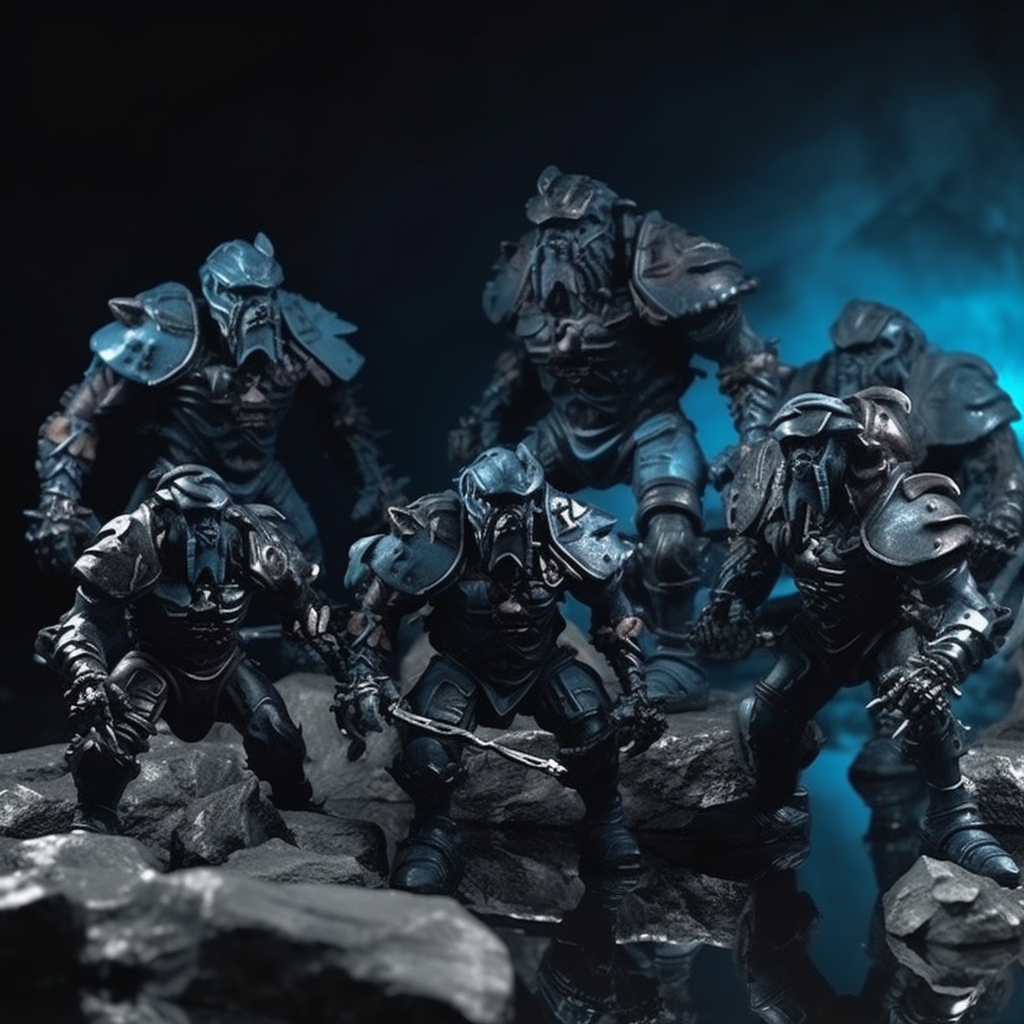 Realistic 3D Render of Dark Fantasy Obsidian Golems