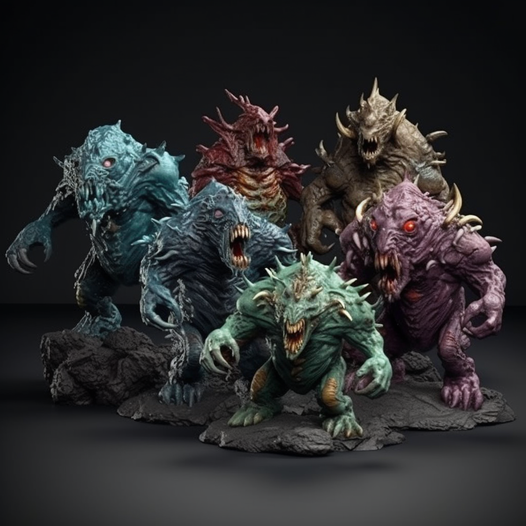 Dark fantasy colored DnD monsters