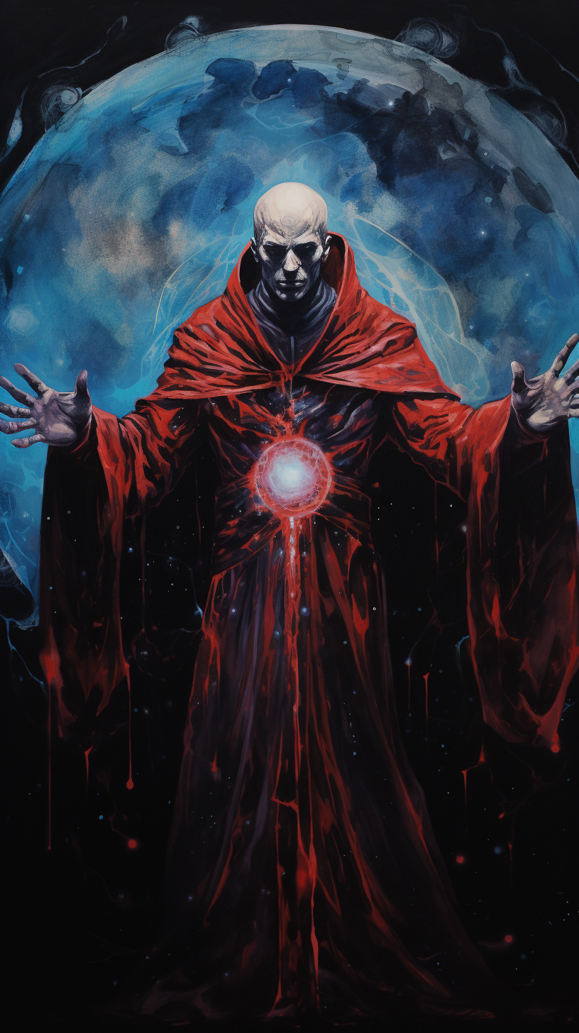 Dark Fantasy Archmage with Red Energy