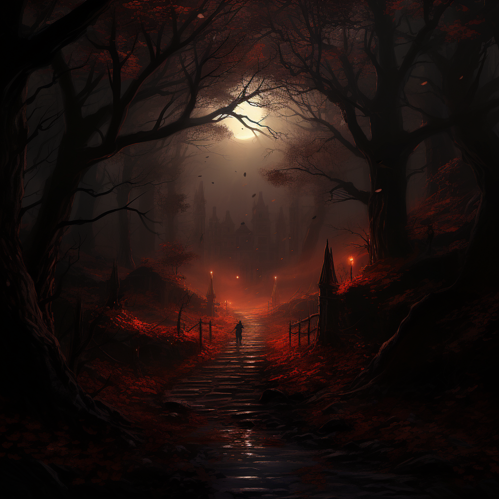 A mesmerizing dark fantasy night scene