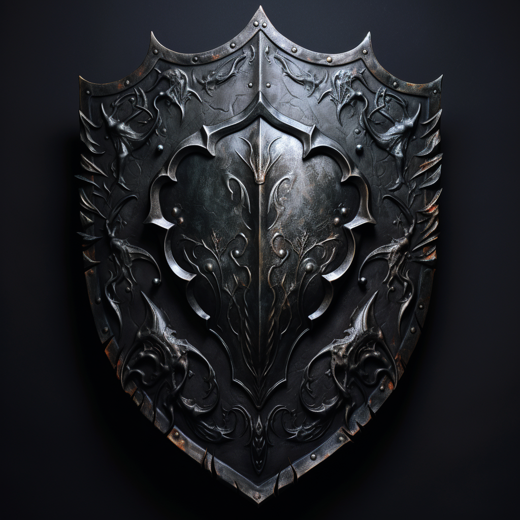 Stylish shield in dark fantasy  (6 words)