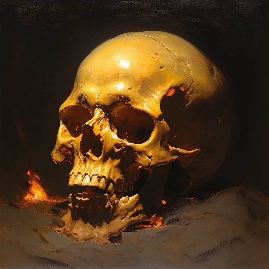 Eerie dark fantasy skull art