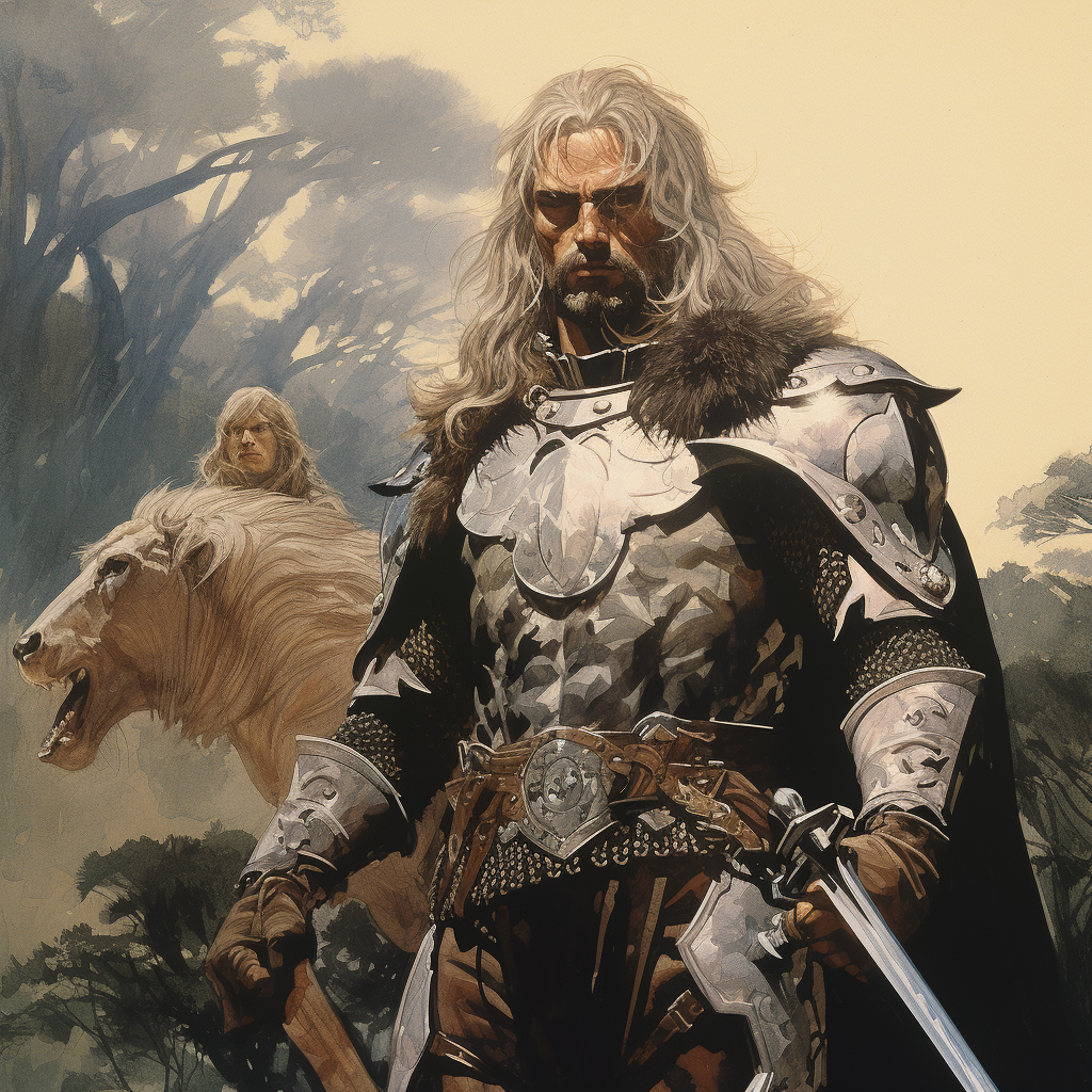 Warrior with Grey Hair in Dark Fantasy