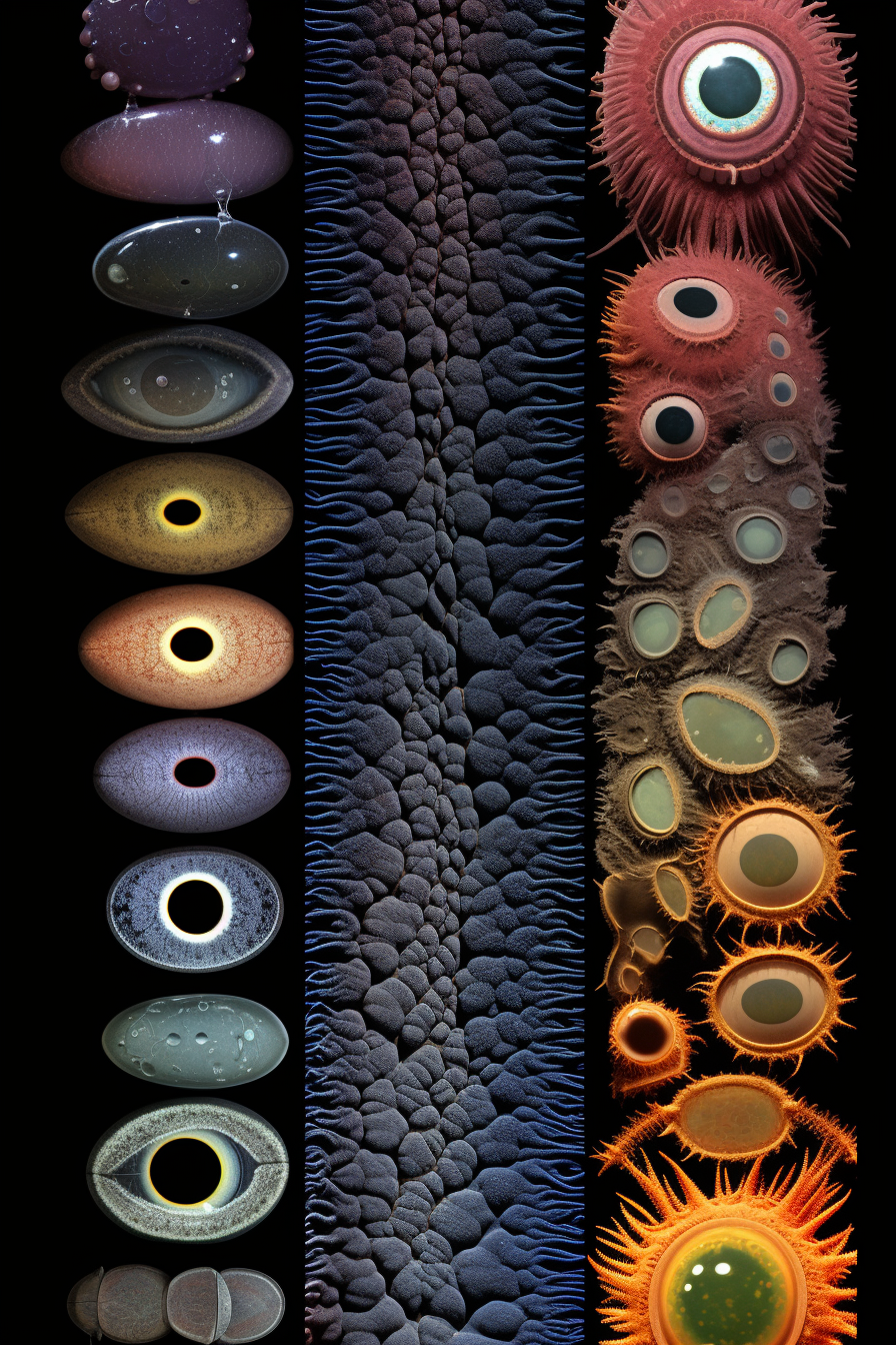 Microorganism galaxies, Kraken, Critters, Bacteria, Millipede, Hydnellum peckii