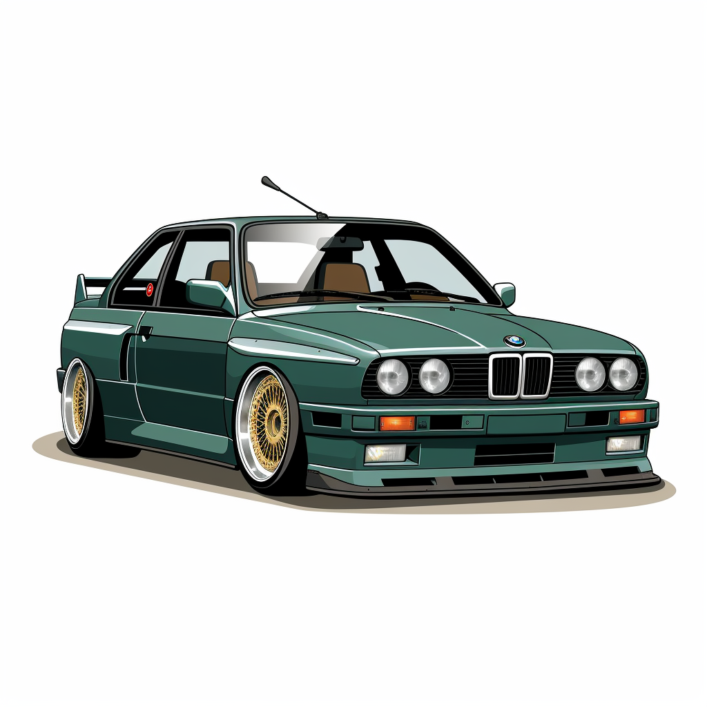 Dark Green BMW E30 M3 Cartoon