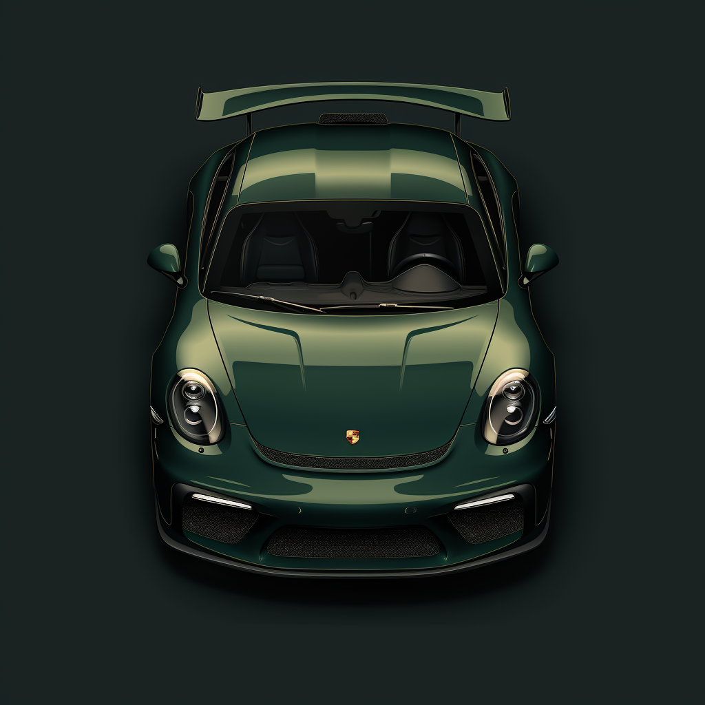 Satellite view of dark green Porsche GTR3