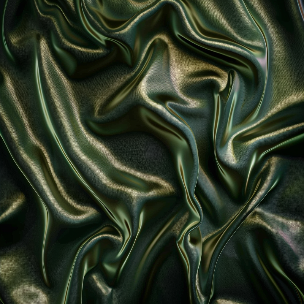 Smooth dark green silky fabric