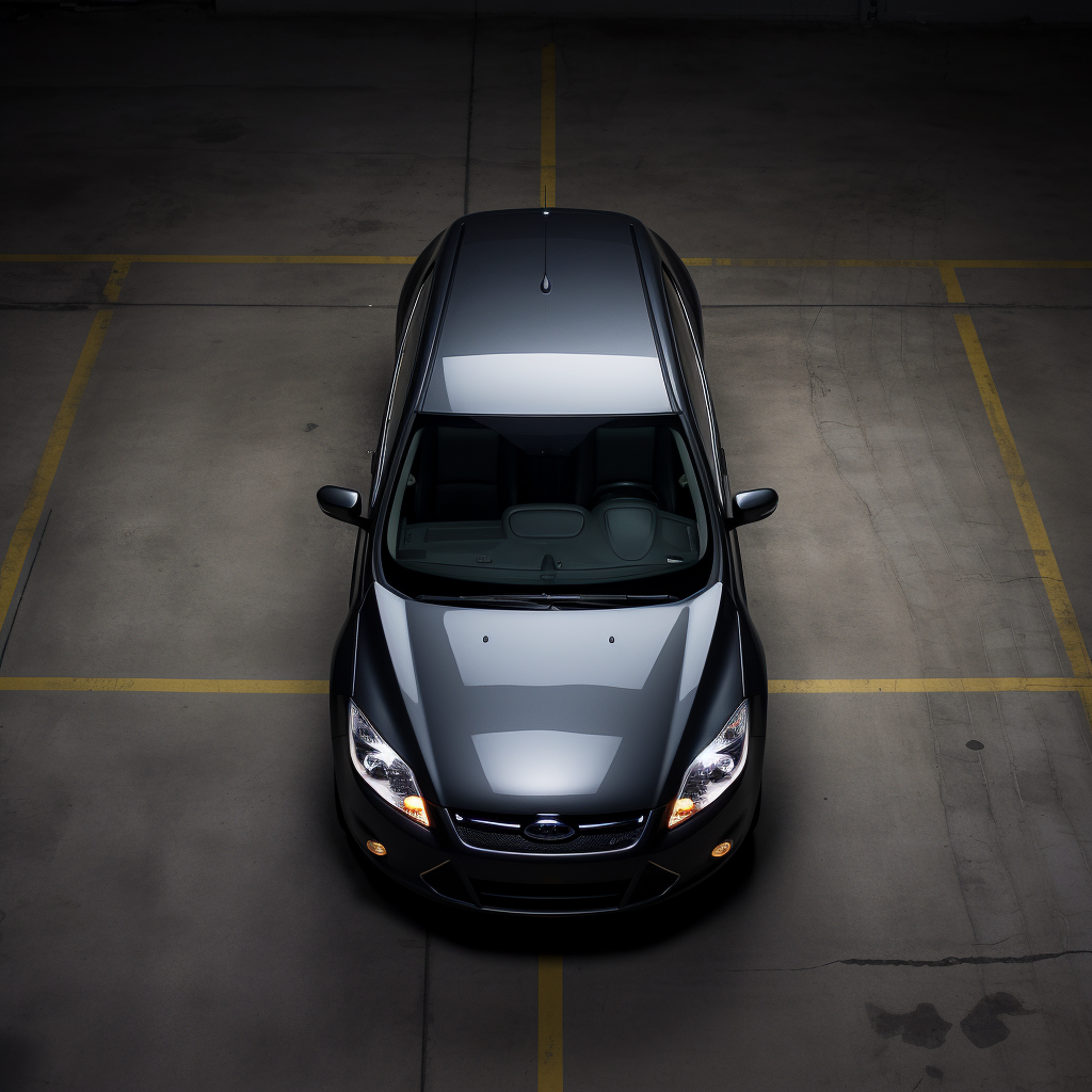 2009 Dark Grey Ford Focus in Empty Parking Lot