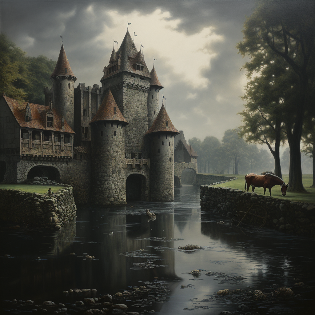 Medieval Castle surrounded by moat