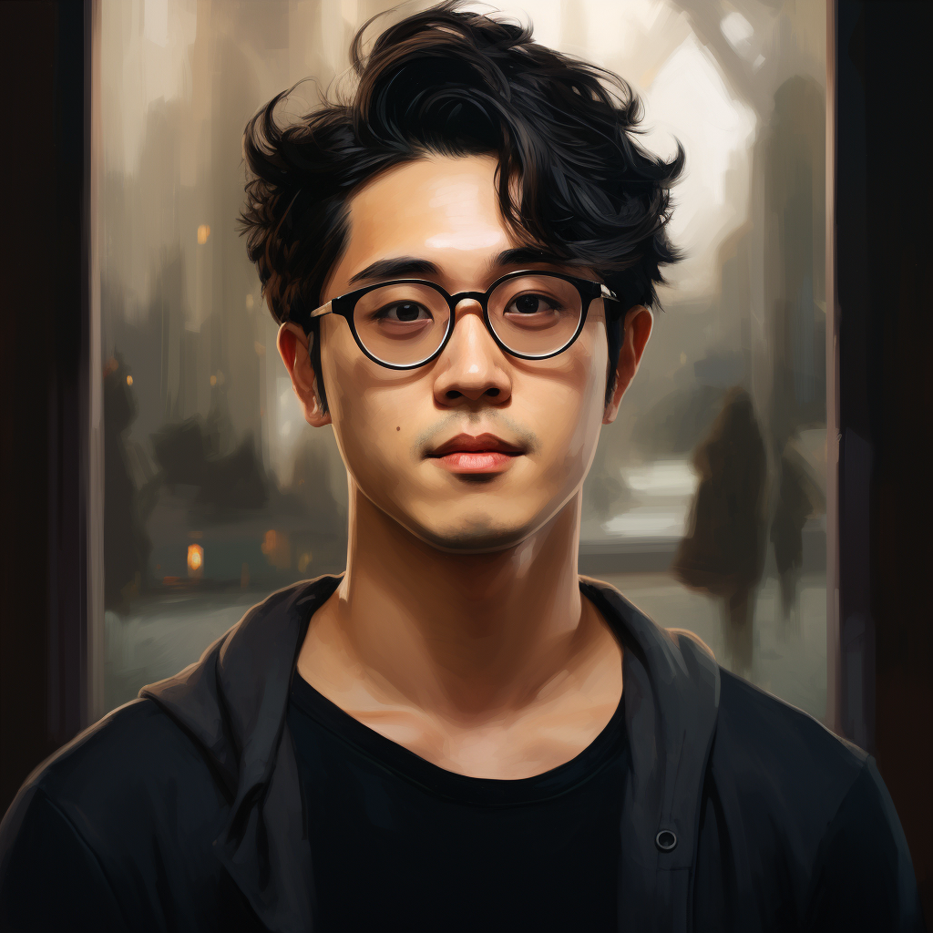 Stylish Asian man with glasses