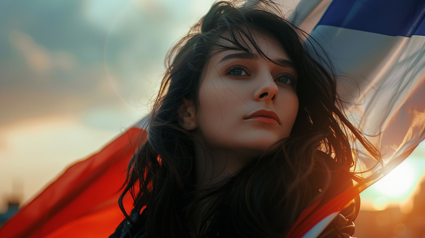 Woman Holding France Flag