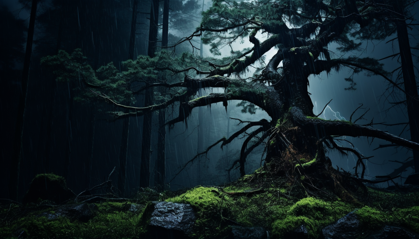 Fallen tree covered in moss