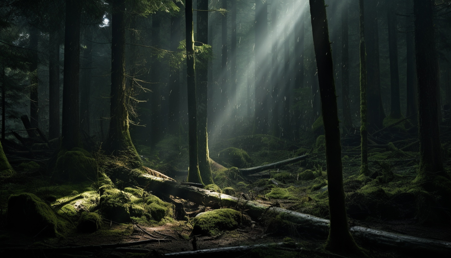 Majestic fallen tree covered in moss